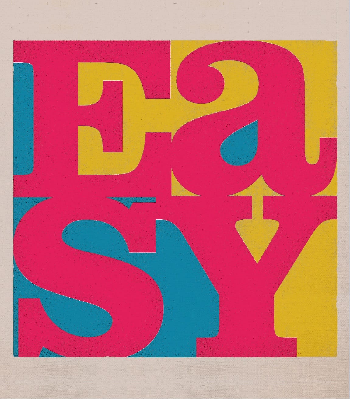 Stacked letters representing the word easy