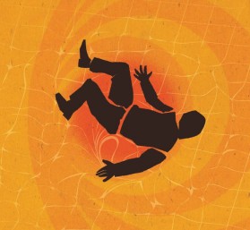 Illustration of silhouette falling in vortex