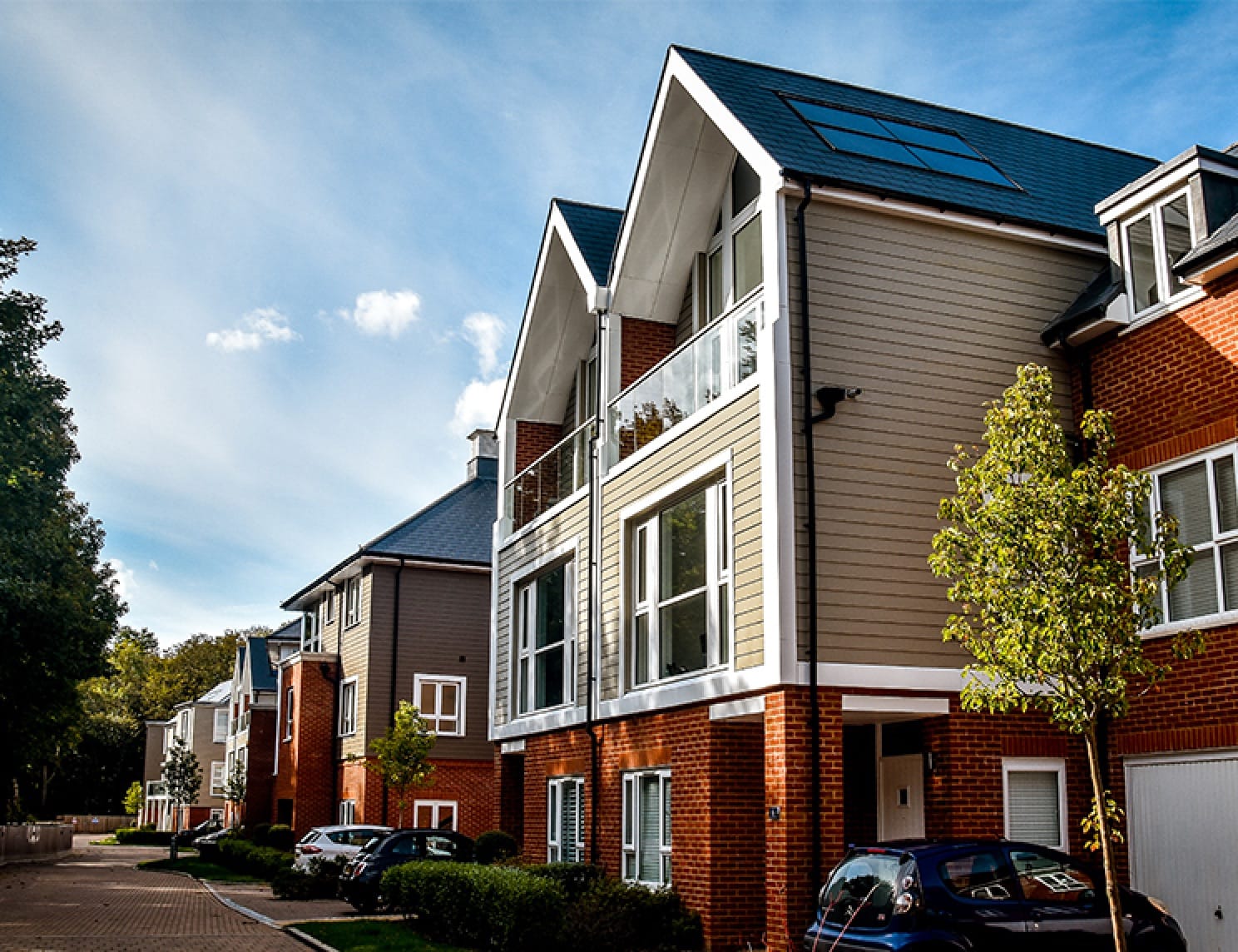 CGI exterior of semi-detached house driveways