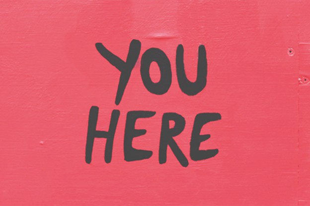 You Here lettering on surface
