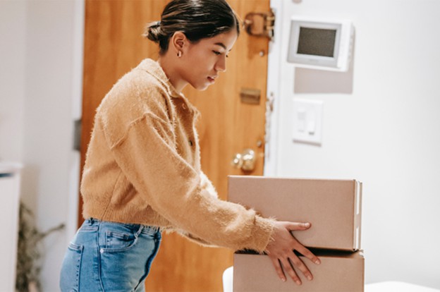 Lady moving boxes