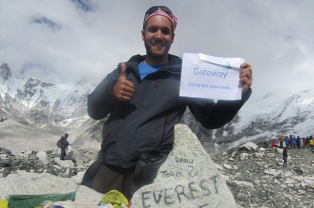 Lee O’Neill at the top of Everest's base camp