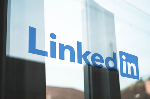 LinkedIn logo on door