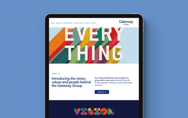 Tablet device displaying Gateway Group website