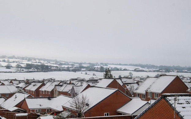 Landscape view of wintery countryside