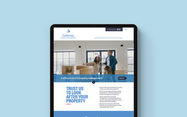iPad showcasing new Gateway Property Management website