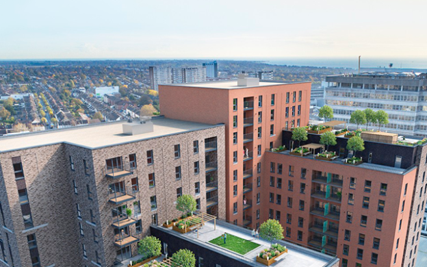 Aerial view of Residential buildings in city