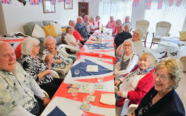 Eldery residents in communal area for seasonal activities