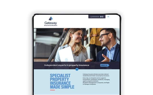 Gateway Insurance Brokers website on tablet device